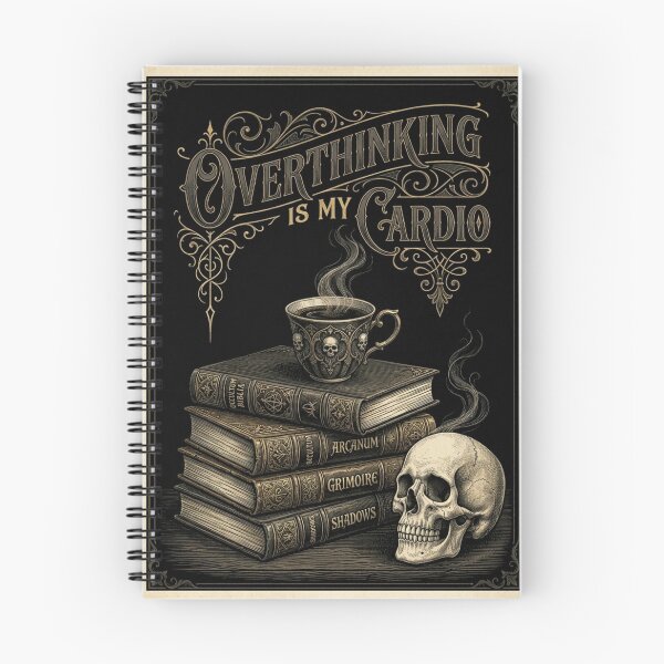 Item preview, Overthinking Is My Cardio Dark Academia Skull Books designed and sold by Arobinoz.