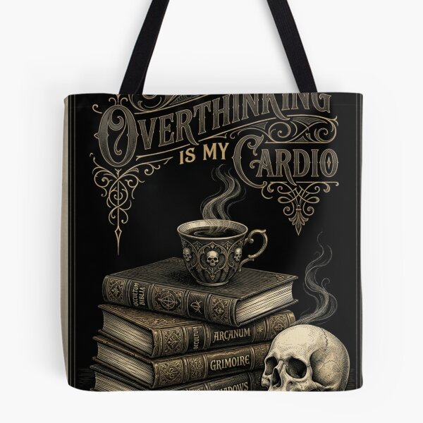 Item preview, Overthinking Is My Cardio Dark Academia Skull Books designed and sold by Arobinoz.