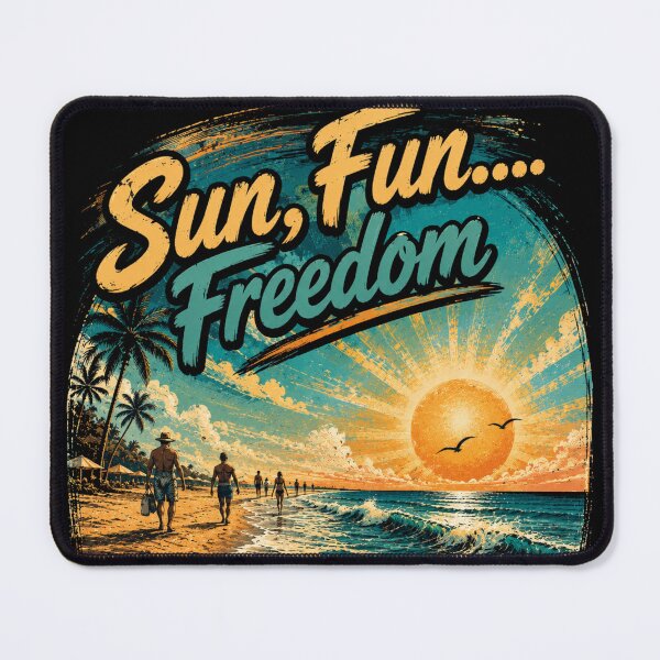 Item preview, Sun, Fun & Freedom Retro Beach Sunset – Vintage Summer Vacation Coastal Design designed and sold by NAJURE.