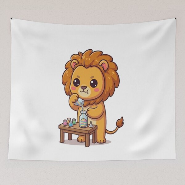 Item preview, Cute Lion Making Sand Art designed and sold by Ella_Sketch.