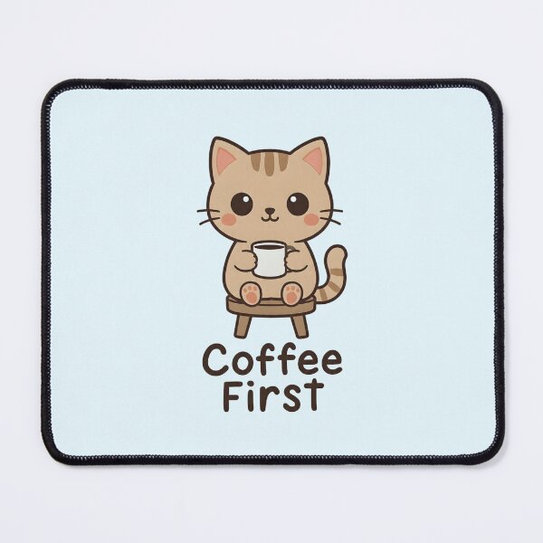Item preview, Cute Cat Drinking Coffee First designed and sold by ThunderRed.