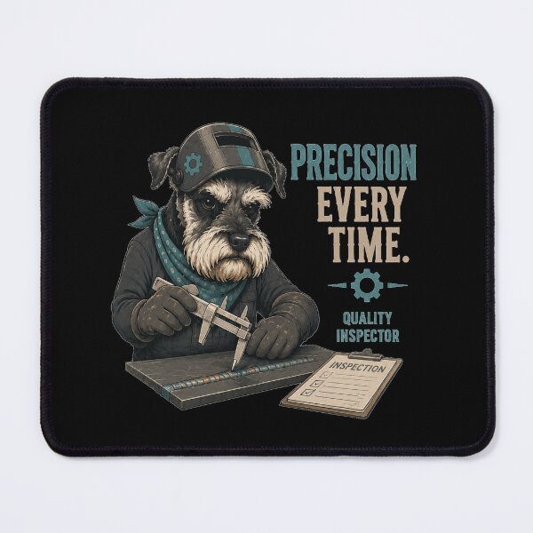 Item preview, Precision Every Time Miniature Schnauzer Quality Inspector Vintage Welding Design designed and sold by RusticMeadow.
