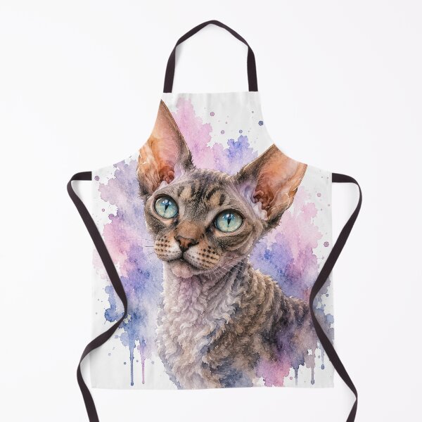 Item preview, Blue Eyed Devon Rex Watercolor Cat Illustration designed and sold by Mikena1996.