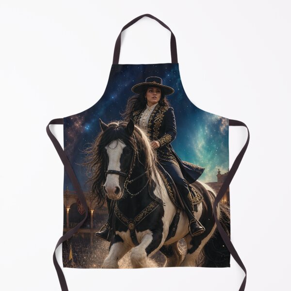 Item preview, Majestic Female Rider On Black-And-White Draft Horse In Night Arena Under Starry Sky designed and sold by LisaMise.