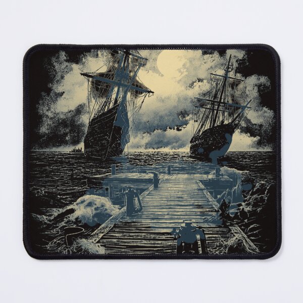 Item preview, Vintage Ghost Harbor T-Shirt | Moonlit Sailing Ships Nautical Retro Maritime Graphic | Old Harbor Ocean Adventure Design designed and sold by Vvmd.
