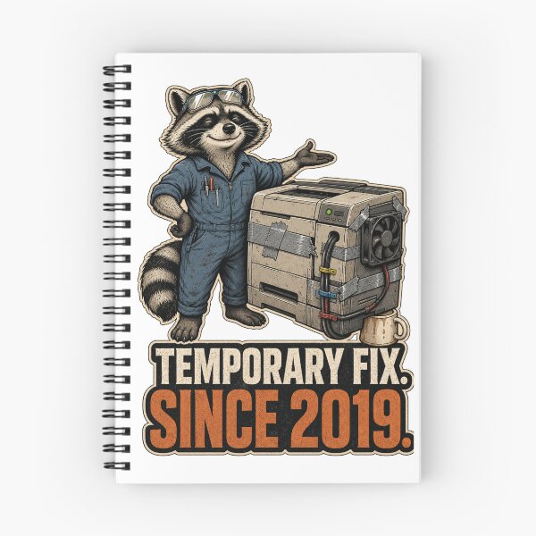 Item preview, Temporary Fix Since 2019 Funny Raccoon Maintenance Technician Humor designed and sold by Print Loft.