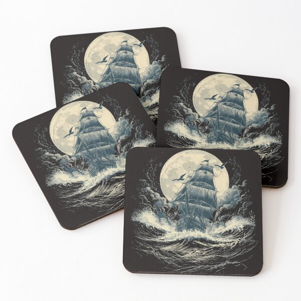Item preview, Vintage Moonlit Sailing Ship T-Shirt | Ocean Waves Nautical Retro Maritime Graphic | Pirate Ship Adventure Design designed and sold by Vvmd.