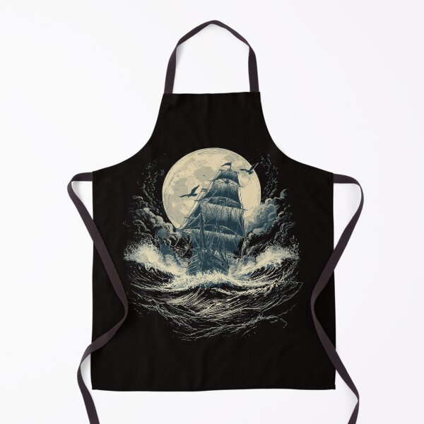 Item preview, Vintage Moonlit Sailing Ship T-Shirt | Ocean Waves Nautical Retro Maritime Graphic | Pirate Ship Adventure Design designed and sold by Vvmd.