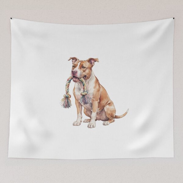 Item preview, Watercolor American Pitbull sitting designed and sold by TheMagicIcon.