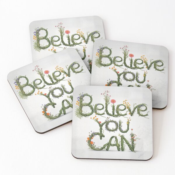 Item preview, Believe You Can — Inspirational Floral Typography of Green Vines and Wildflowers designed and sold by LisaMise.