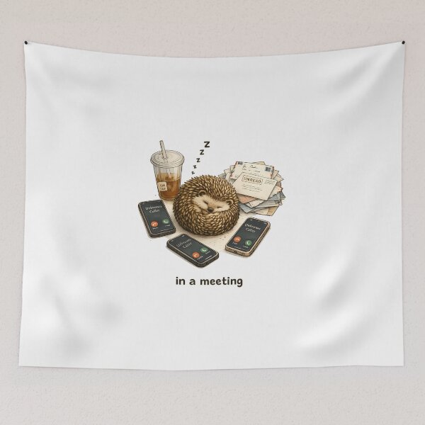 Item preview, Funny Sleeping Hedgehog busy Meeting Sticker designed and sold by Spectre Creates.