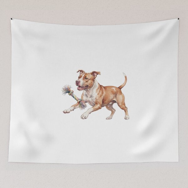 Item preview, Watercolor American Pitbull playing designed and sold by TheMagicIcon.