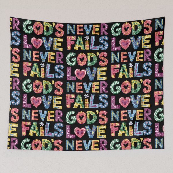 Item preview, God's Love Never Fails Colorful Geometric Typography Christian Design designed and sold by A-C-G.