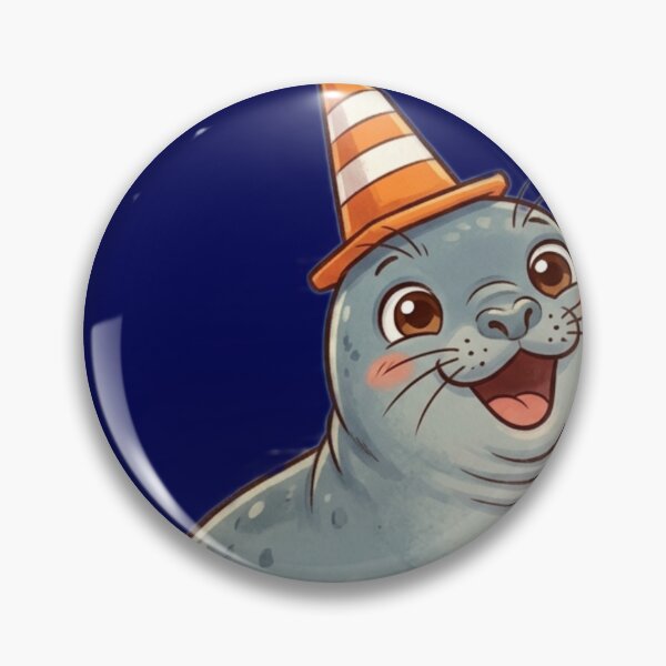 Item preview, Cute Laughing Neil the Seal with Traffic Cones designed and sold by Pharaon 0.