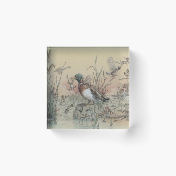 Item preview, The Duck and the Fairies by Harold Gaze - Vintage Fairy Art Whimsical Duck Pond Illustration for Cottagecore Lovers designed and sold by RickE.