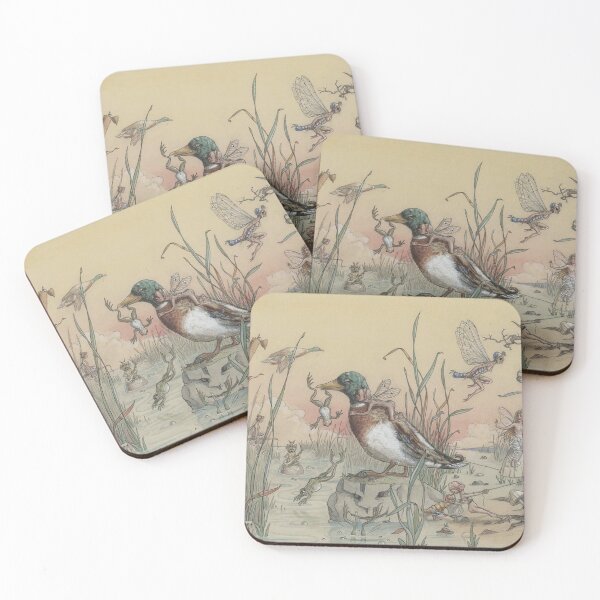 Item preview, The Duck and the Fairies by Harold Gaze - Vintage Fairy Art Whimsical Duck Pond Illustration for Cottagecore Lovers designed and sold by RickE.