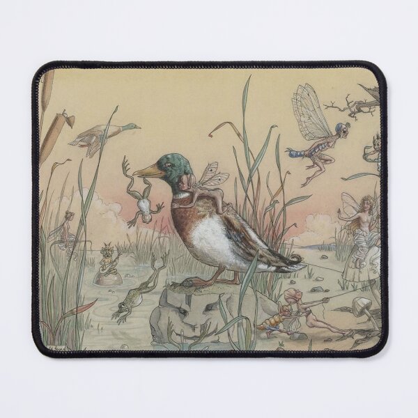 Item preview, The Duck and the Fairies by Harold Gaze - Vintage Fairy Art Whimsical Duck Pond Illustration for Cottagecore Lovers designed and sold by RickE.
