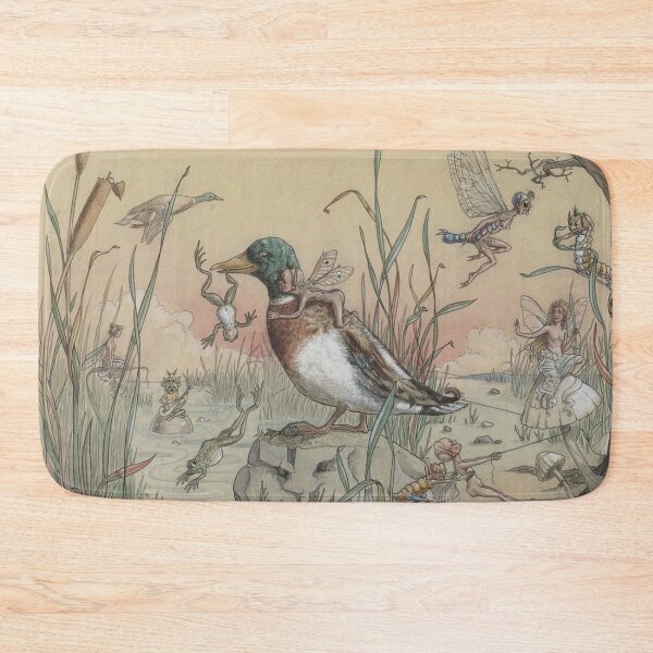 Item preview, The Duck and the Fairies by Harold Gaze - Vintage Fairy Art Whimsical Duck Pond Illustration for Cottagecore Lovers designed and sold by RickE.