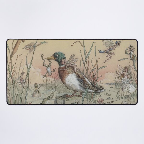Item preview, The Duck and the Fairies by Harold Gaze - Vintage Fairy Art Whimsical Duck Pond Illustration for Cottagecore Lovers designed and sold by RickE.