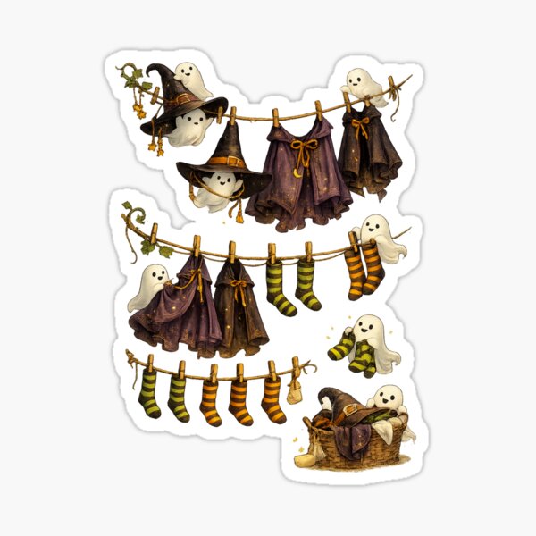 Item preview, Ghost Halloween Laundry | Cute Witch Clothesline | Cozy Spooky Ghosts | Whimsical Halloween Decor | Kawaii Autumn Witchcore | Cottagecore Halloween designed and sold by MrDev.