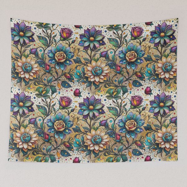 Item preview, Vintage Blue and Yellow Floras designed and sold by Beyond The Canvas.