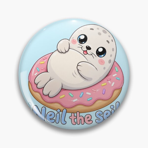 Item preview, Neil the Seal Cute Baby Seal on Pink Donut Kawaii Animal Design designed and sold by hypertype01.
