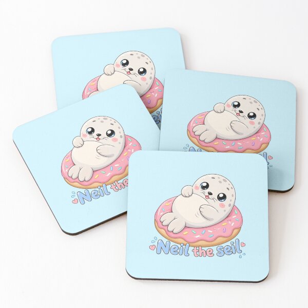 Item preview, Neil the Seal Cute Baby Seal on Pink Donut Kawaii Animal Design designed and sold by hypertype01.