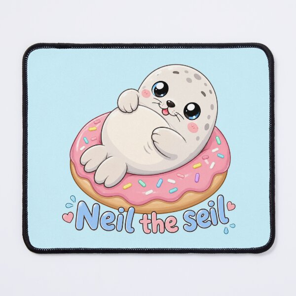 Item preview, Neil the Seal Cute Baby Seal on Pink Donut Kawaii Animal Design designed and sold by hypertype01.