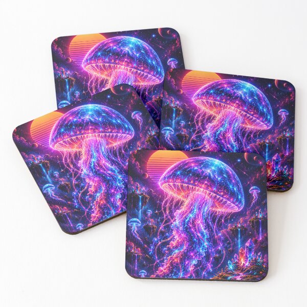 Item preview, Cosmic Neon Jellyfish – Synthwave Fantasy Galaxy Ocean Dreamscape Retro Sunset Art designed and sold by NAJURE.