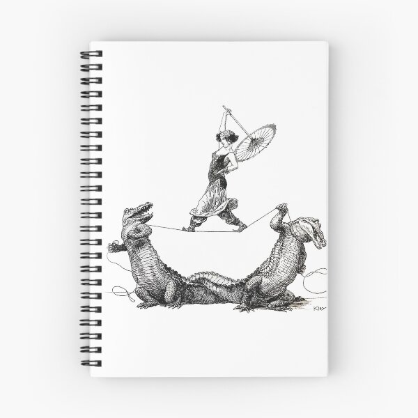 Item preview, Tight-Rope Walker by Heinrich Kley - Vintage Illustration Tightrope Crocodile Circus Art Print for Whimsical Decor Lovers designed and sold by RickE.