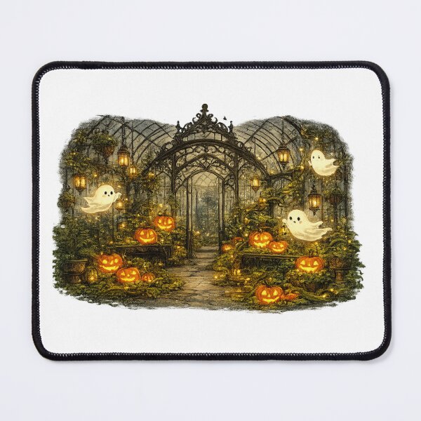Item preview, Haunted Greenhouse Ghosts | Cozy Halloween Conservatory | Cute Ghost Pumpkin Garden | Cottagecore Halloween | Whimsical Autumn Greenhouse | Spooky Garden Art designed and sold by MrDev.