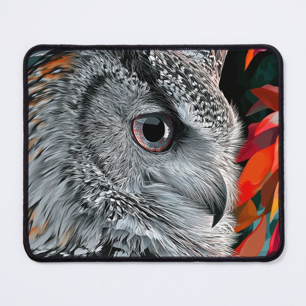Item preview, Eagle Owl Close Up Red Eye Autumn Leaves Dark Art designed and sold by UhuCriei .