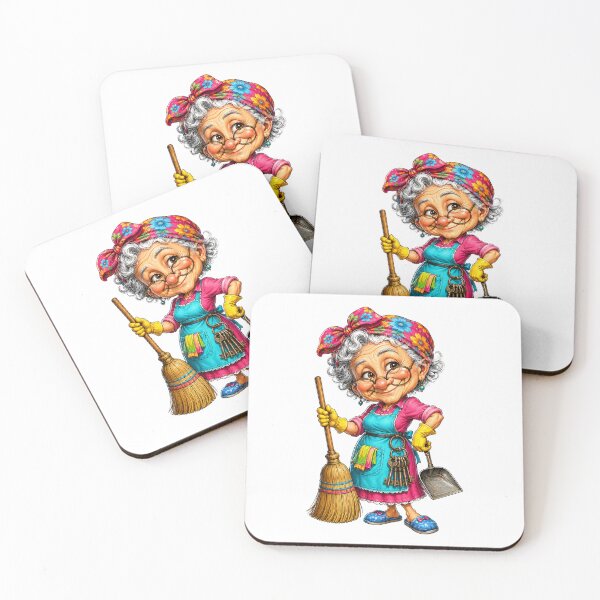 Item preview, Funny Cleaning Lady Cartoon designed and sold by AlexLineArt.