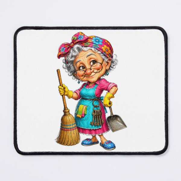 Item preview, Funny Cleaning Lady Cartoon designed and sold by AlexLineArt.