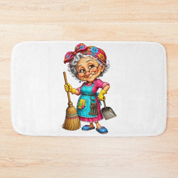 Item preview, Funny Cleaning Lady Cartoon designed and sold by AlexLineArt.