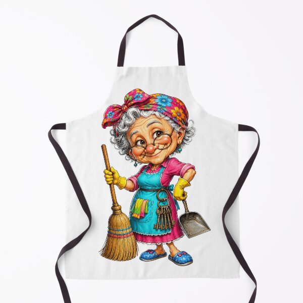 Item preview, Funny Cleaning Lady Cartoon designed and sold by AlexLineArt.