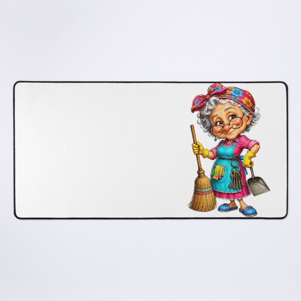 Item preview, Funny Cleaning Lady Cartoon designed and sold by AlexLineArt.