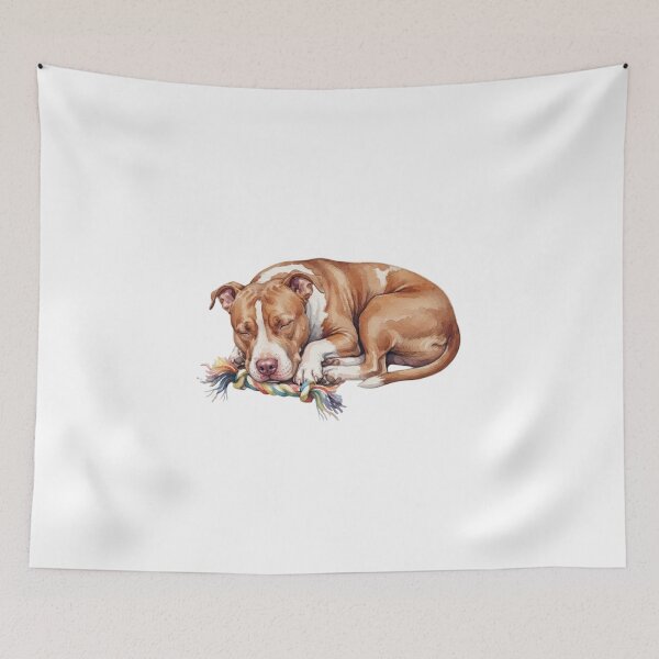 Item preview, Watercolor American Pitbull sleeping designed and sold by TheMagicIcon.