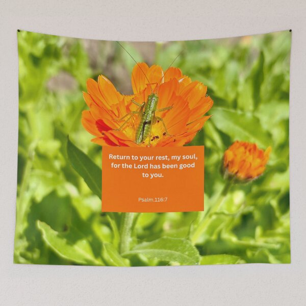Artikelvorschau, Psalm 116 orangefarbener Blumenhintergrund entworfen und verkauft von happytraveller1.