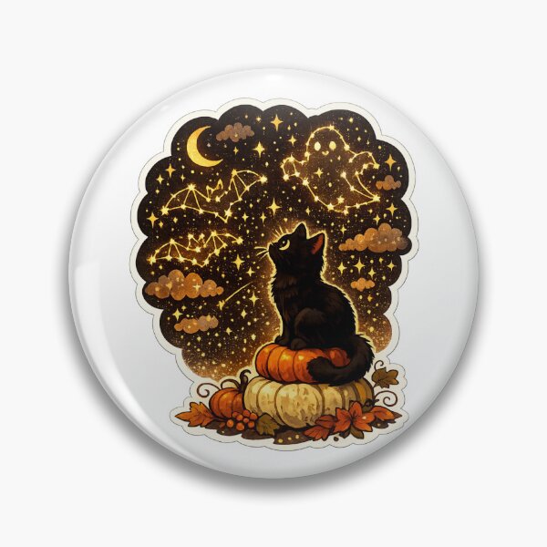 Item preview, Black Cat Halloween Constellations | Celestial Halloween Cat | Pumpkin Night Sky | Witchy Autumn Stars | Cozy Spooky Cat | Moonlit Halloween Art designed and sold by MrDev.