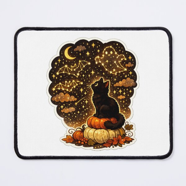 Item preview, Black Cat Halloween Constellations | Celestial Halloween Cat | Pumpkin Night Sky | Witchy Autumn Stars | Cozy Spooky Cat | Moonlit Halloween Art designed and sold by MrDev.