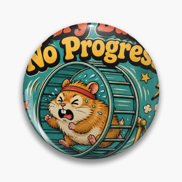 Item preview, Very Busy Hamster Wheel Funny Vintage Badge Sticker designed and sold by RedRubyBubble.