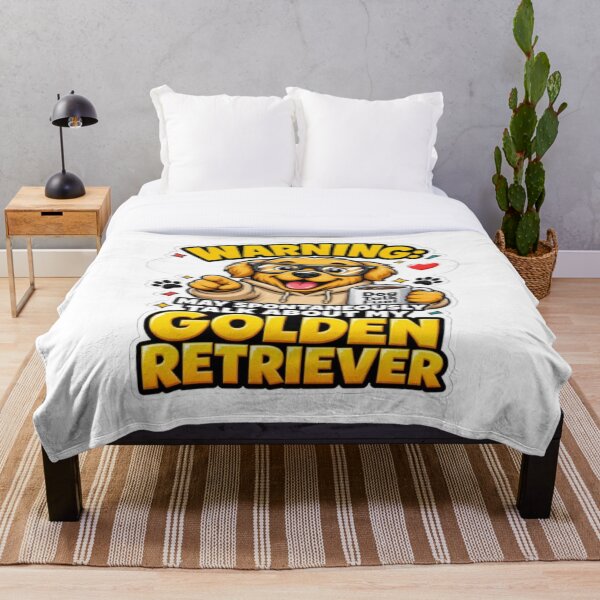 Aperçu de l'œuvre Attention : risque de parler spontanément de mon golden retriever ! Cadeau humoristique pour les amoureux des chiens créée et vendue par ClaussShop.