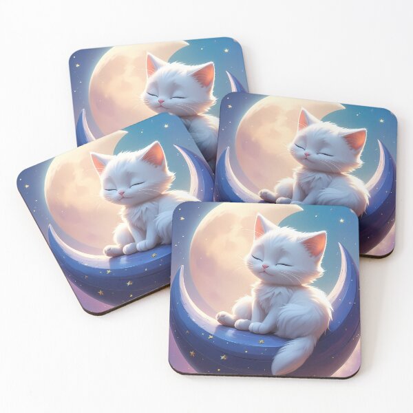 Item preview, Cute White Kitten Sleeping on Crescent Moon Phone Case designed and sold by Bronze-Starr.