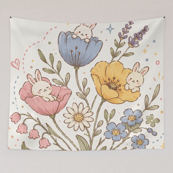 Item preview, Cute Bunnies in Flower Garden designed and sold by 0606PM.