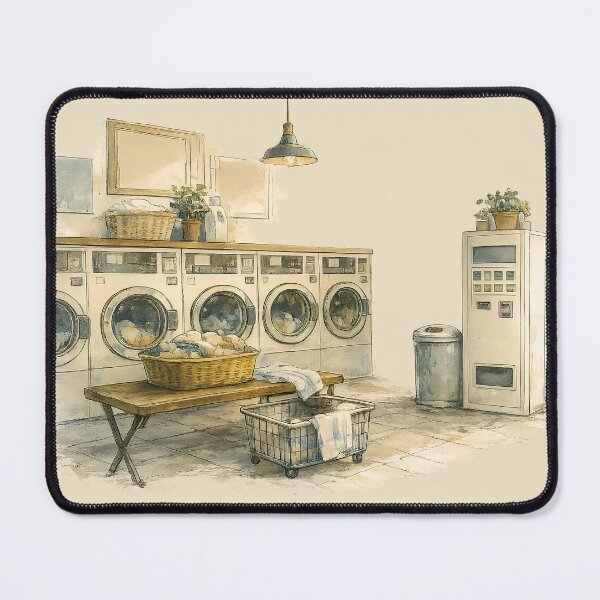 Item preview, Japanese Laundromat Watercolor Wall Art | Vintage Sketchbook Illustration | Cozy Laundry Room Decor designed and sold by Emyku.