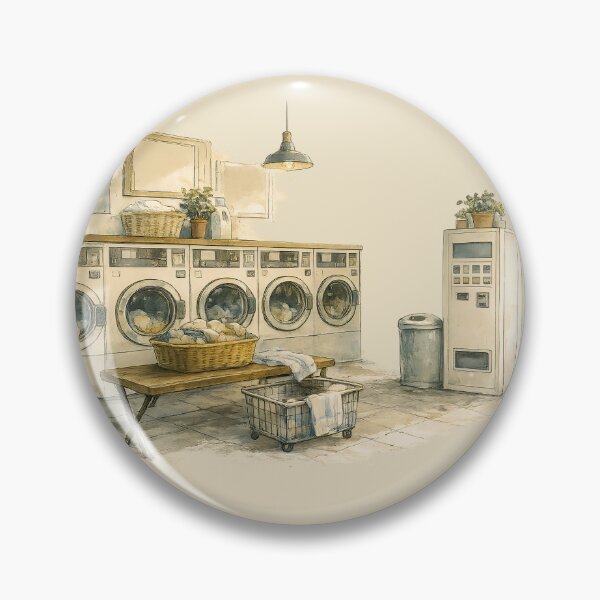 Item preview, Japanese Laundromat Watercolor Wall Art | Vintage Sketchbook Illustration | Cozy Laundry Room Decor designed and sold by Emyku.