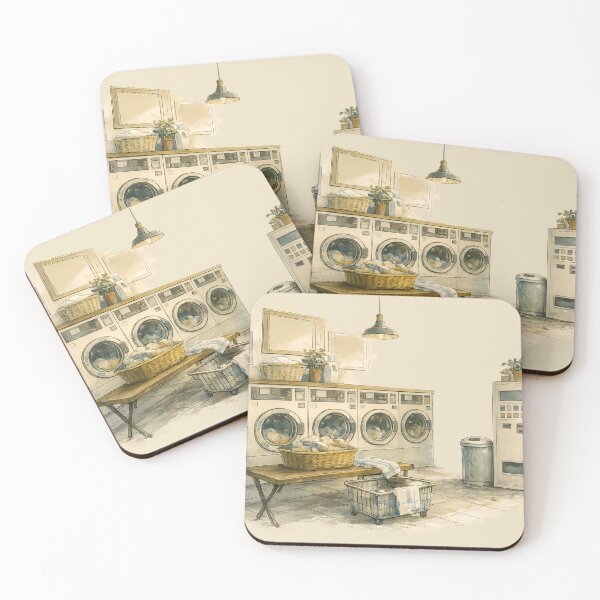 Item preview, Japanese Laundromat Watercolor Wall Art | Vintage Sketchbook Illustration | Cozy Laundry Room Decor designed and sold by Emyku.