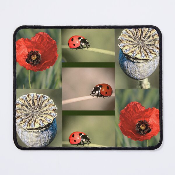 Item preview, Cozy Summer Vibes Ladybug and Poppy Botanical Pattern designed and sold by JurateArt-DK.