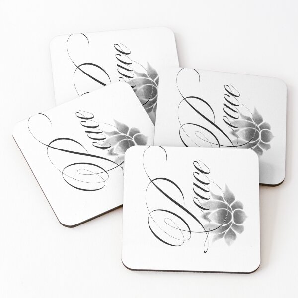 Item preview, Elegant Peace Calligraphy with Stippled Lotus Flower designed and sold by morpheusst.